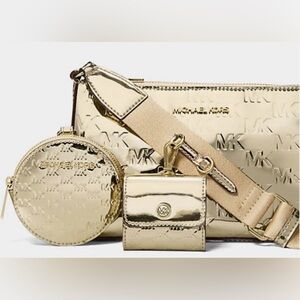 Michael Kors Shiny Gold Crossbody Bag Set